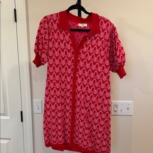 entro Red and Pink Asymmetrical Knit Dress